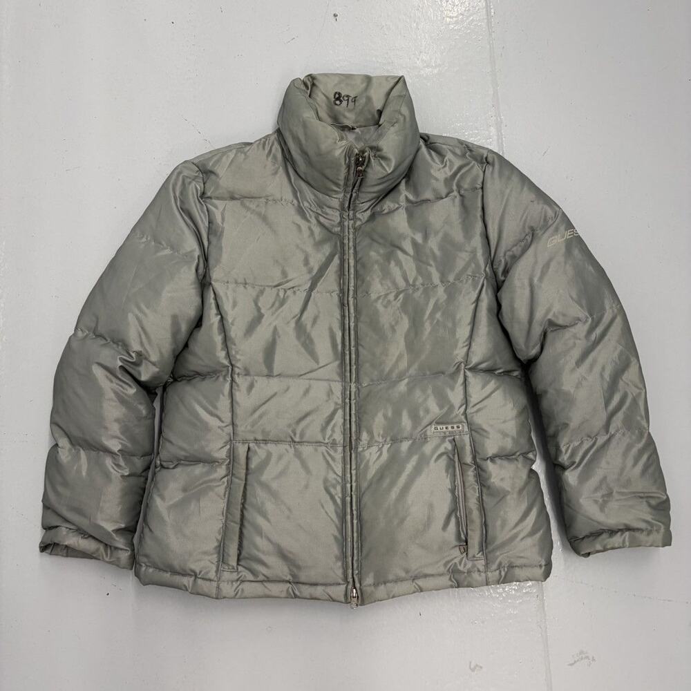 Vintage 90s Guess Grey Quilted Puffer Jacket
